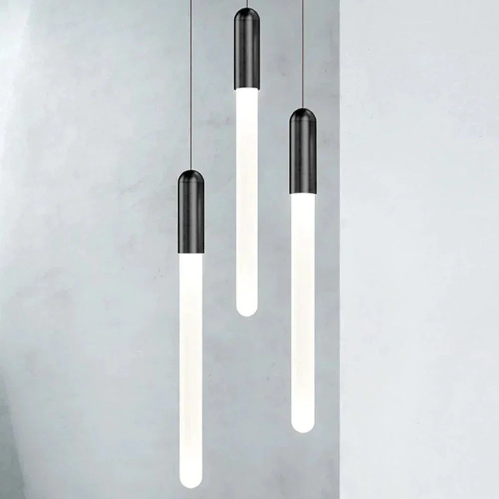 Black Acrylic Linear chandelier - Viana Bay for dining room view 2