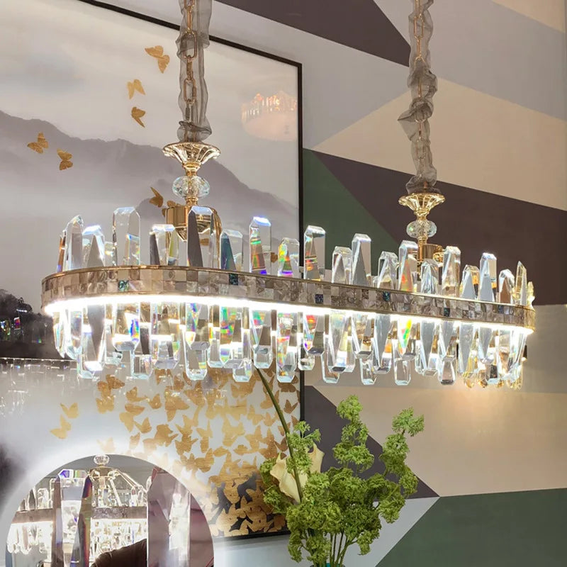 White Crystal chandelier - Zinnia House for dining room view 4