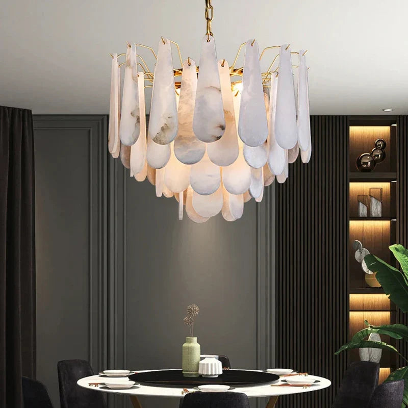 White Metal chandelier - Dorian House for dining room view 3
