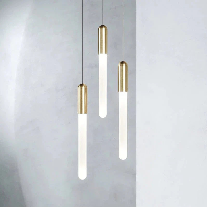 Gold Acrylic Linear chandelier - Quinn Bay for dining room view 4