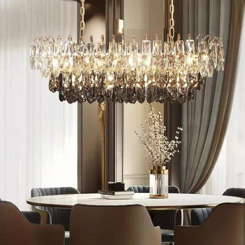 White Crystal Round chandelier - Opal House for dining room view 2
