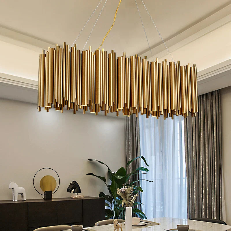 Gold Steel chandelier - Lumen Lane for dining room view 2