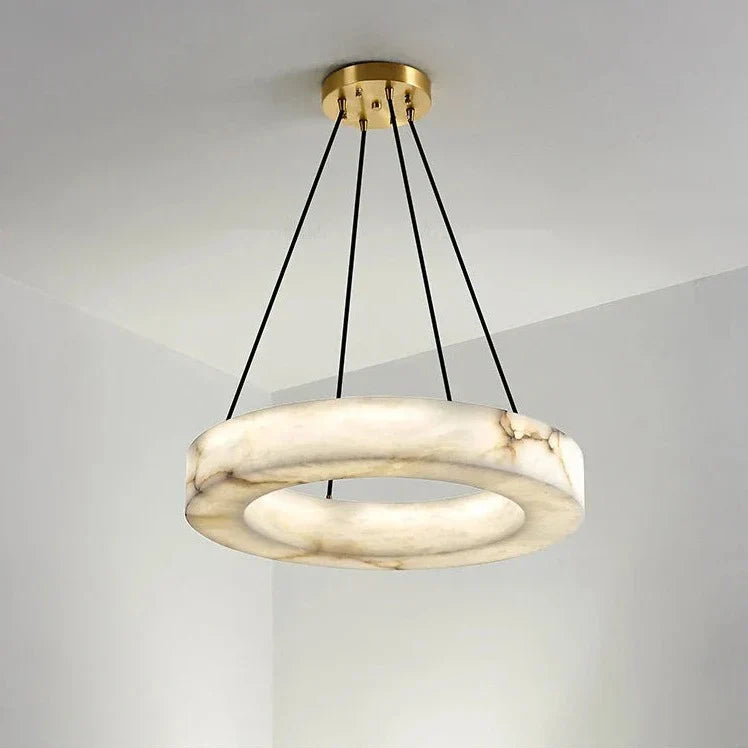 20" Natural Marble Wheel Chandelier