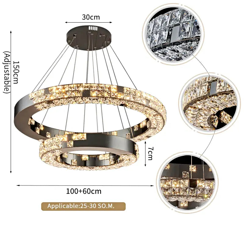 Black Crystal Tiered chandelier - Paloma Bay for dining room view 8