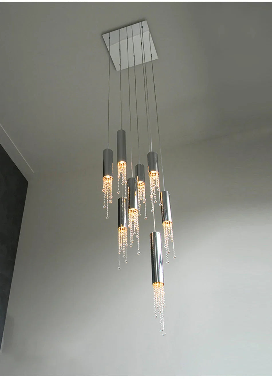 Clear Crystal Linear chandelier - Nico Bay for dining room view 3