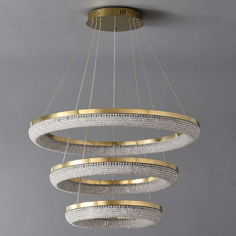 Gold Crystal Tiered chandelier - Quinn House for dining room view 1