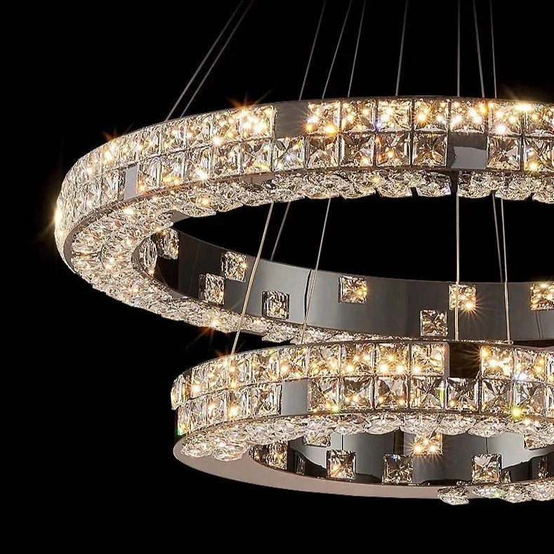 Black Crystal Tiered chandelier - Paloma Bay for dining room view 4