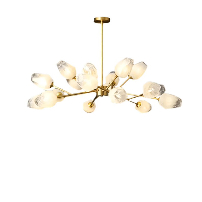 Brass Glass Linear chandelier - Thalia Lane for dining room view 11