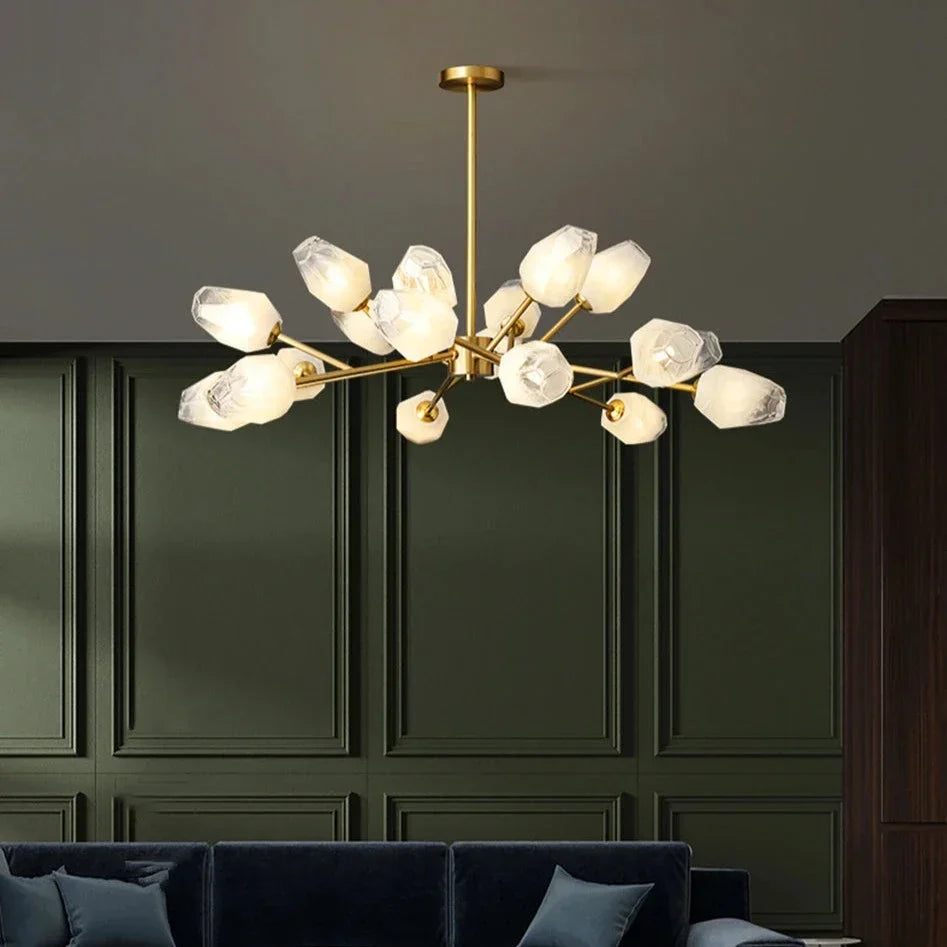 Brass Glass Linear chandelier - Thalia Lane for dining room view 1