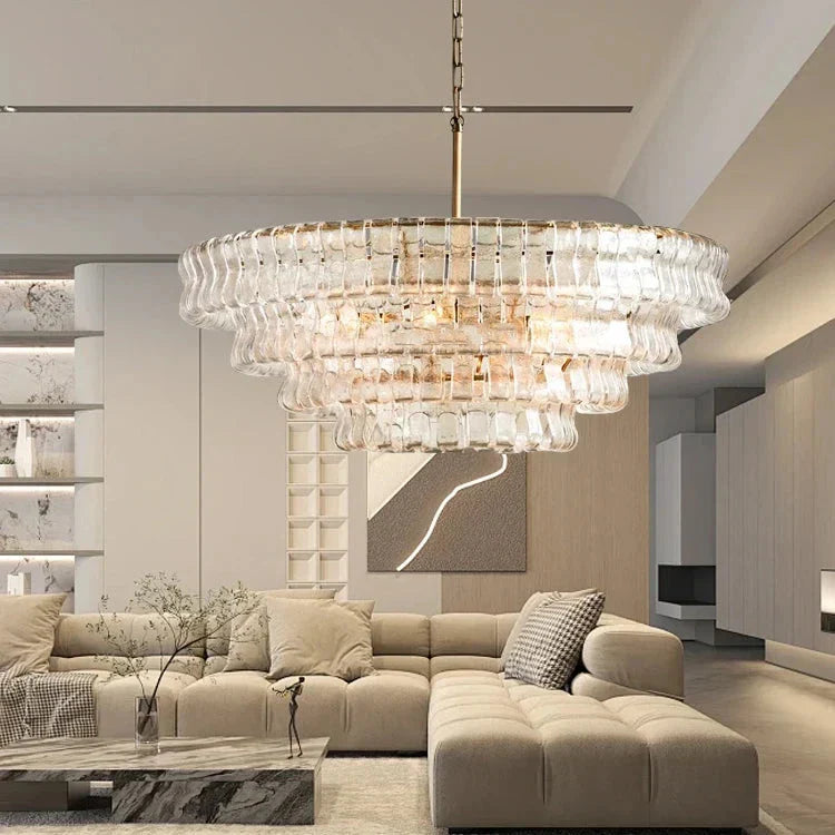 White Glass chandelier - Rosa Bay for dining room view 3