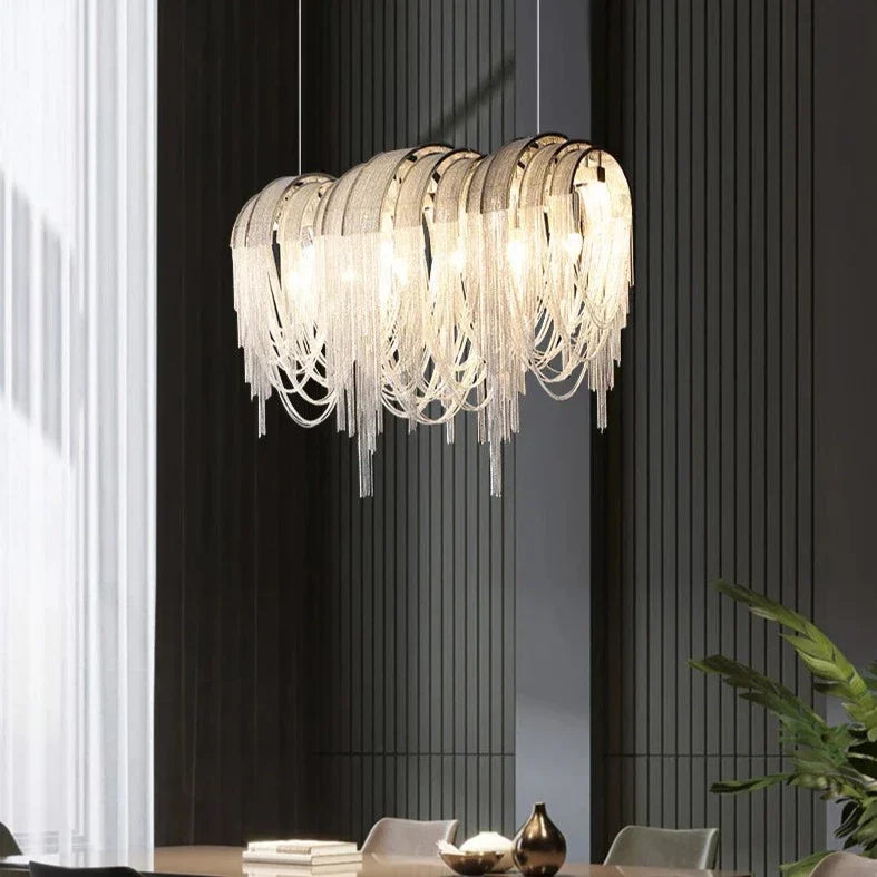 Silver Steel chandelier - Zelia Lane for dining room view 3