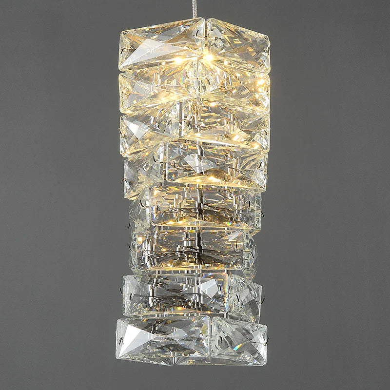 Clear Crystal Linear chandelier - Winslow Bay for dining room view 4