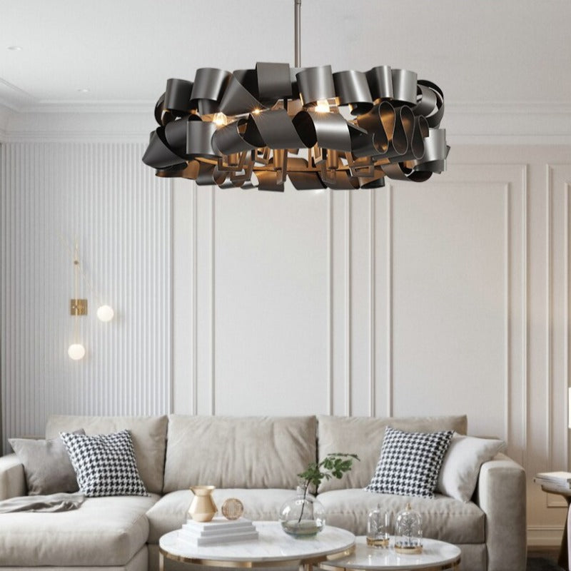Gold Iron chandelier - Thalia Bay for dining room view 2