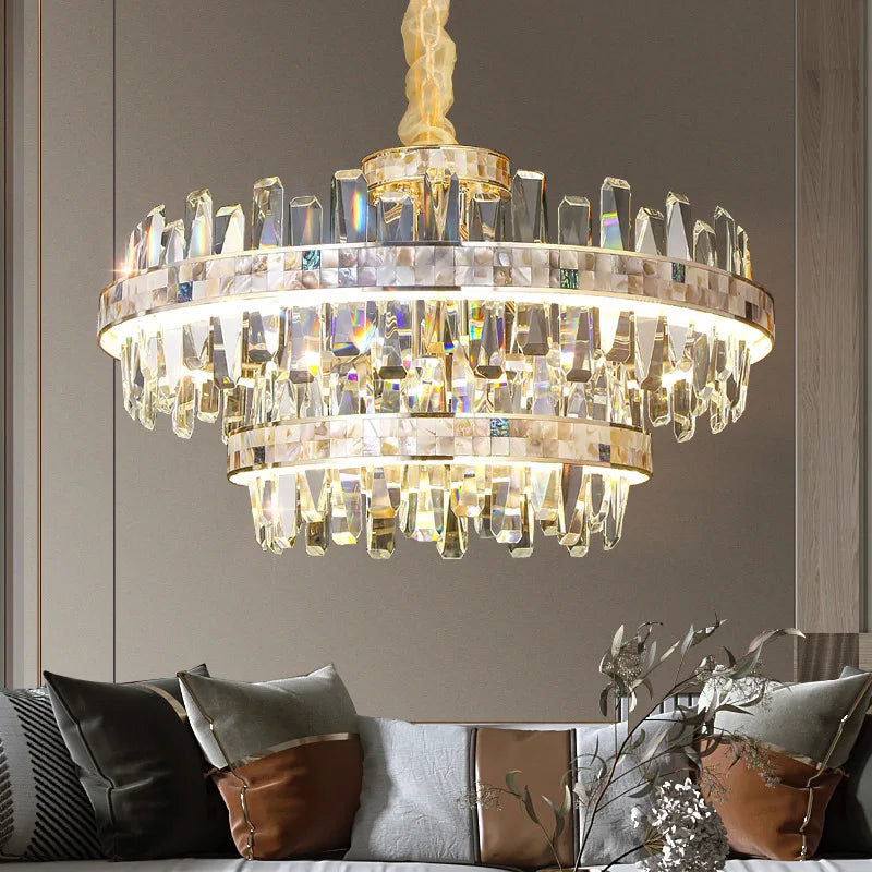 White Crystal chandelier - Zinnia House for dining room view 1