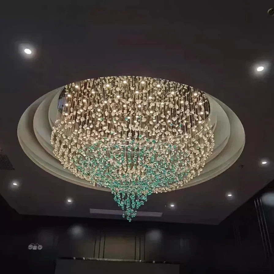 White Crystal Linear chandelier - Galen House for dining room view 3