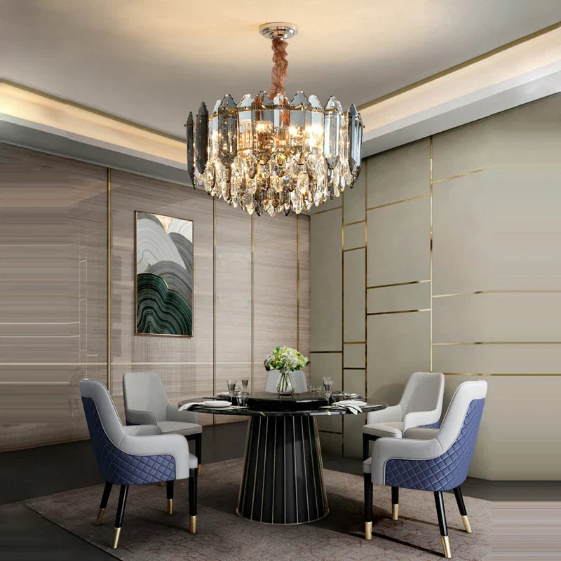 White Crystal chandelier - Piper House for dining room view 2