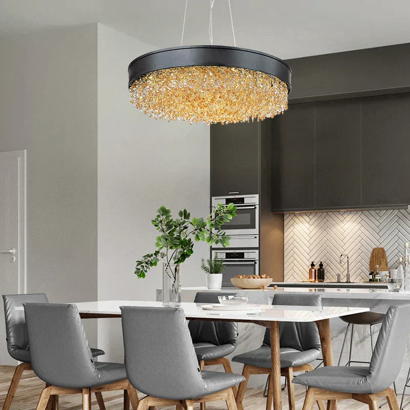 Black Crystal chandelier - Winslow Lane for dining room view 2