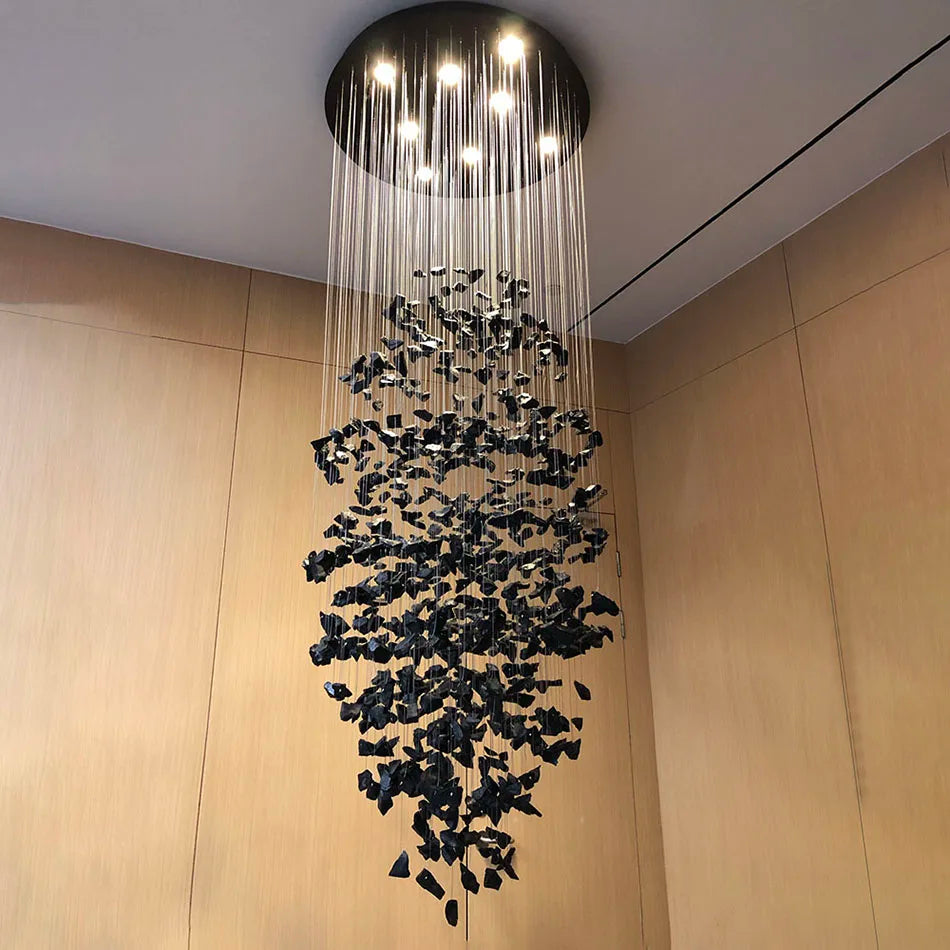 Black Crystal Linear chandelier - Caro Lane for dining room view 4