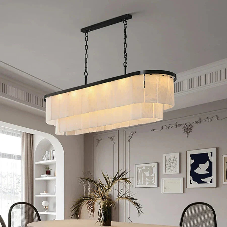 White Metal chandelier - Verona Lane for dining room view 2