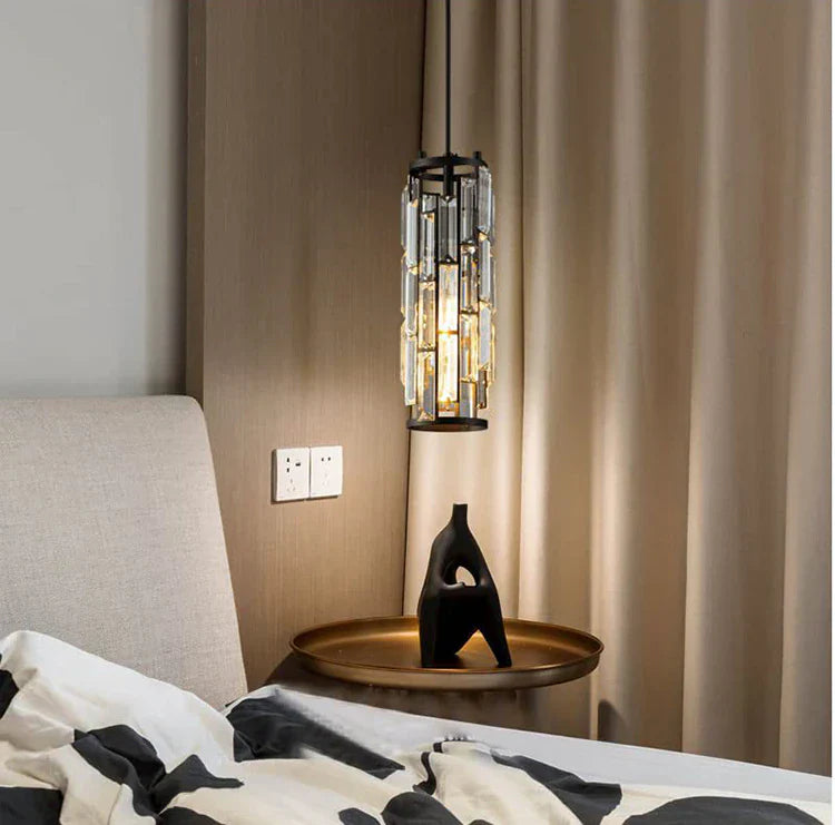 Black Crystal Linear chandelier - Lazuli Bay for dining room view 5