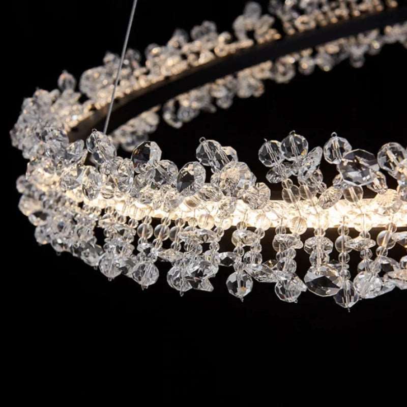 Matte Black Crystal Tiered chandelier - Livia Court for dining room view 2