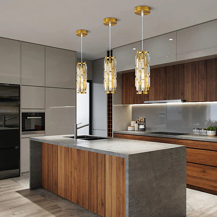 Black Crystal Linear chandelier - Lazuli Bay for dining room view 1