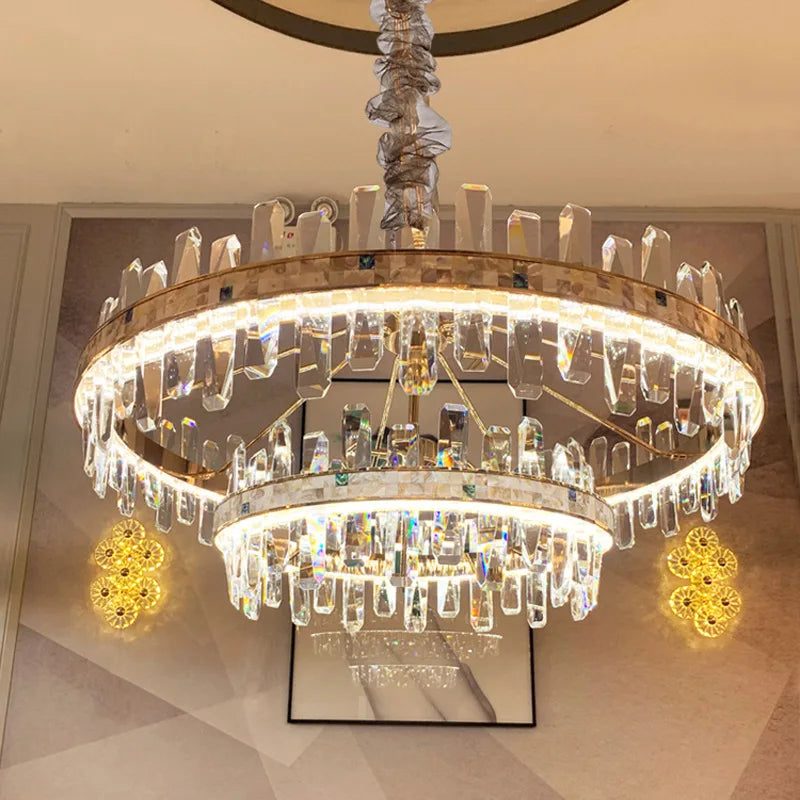 White Crystal chandelier - Zinnia House for dining room view 3