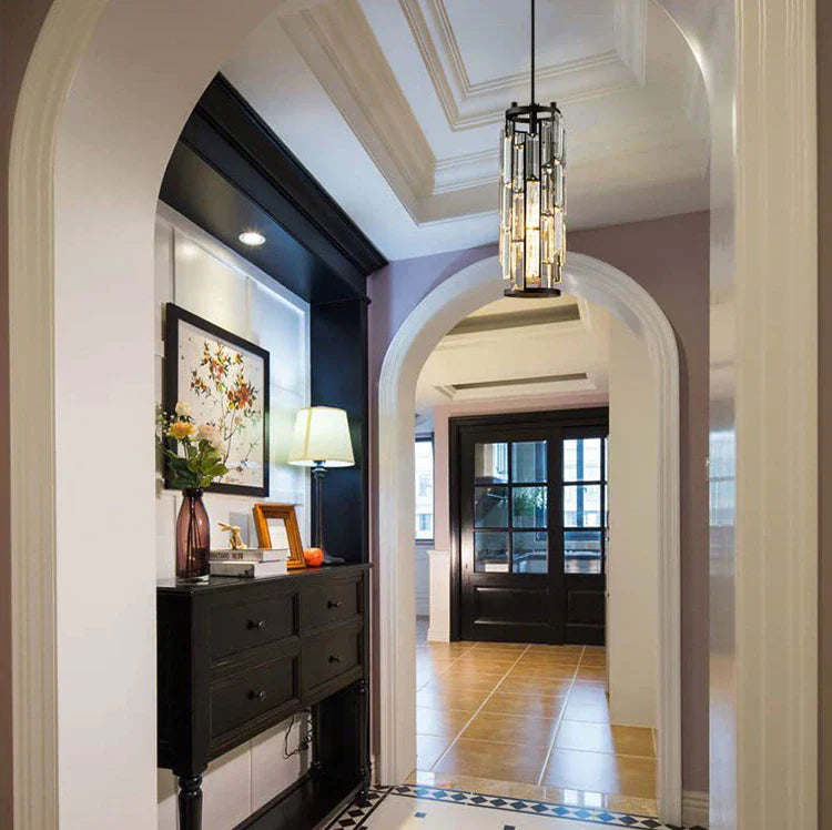 Black Crystal Linear chandelier - Lazuli Bay for dining room view 4