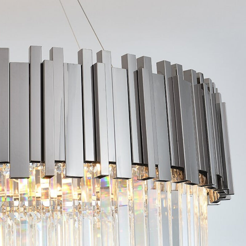 Chrome Crystal Tiered chandelier - Soren House for dining room view 2