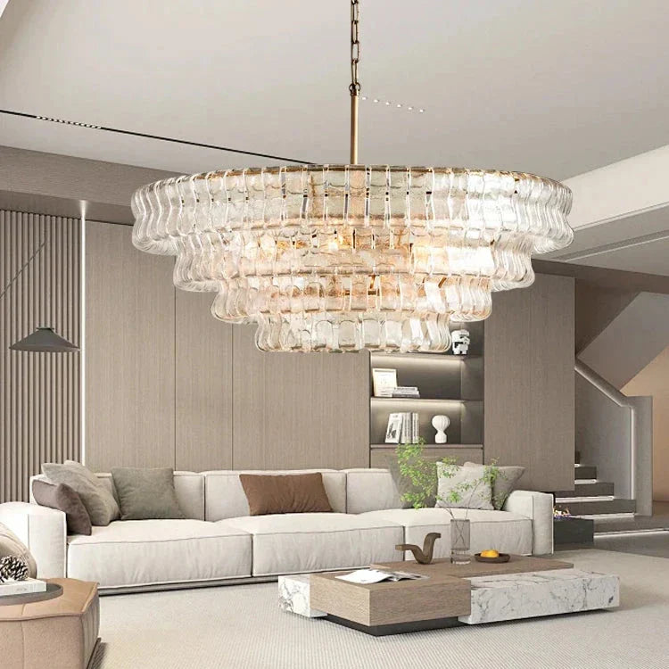 White Glass chandelier - Rosa Bay for dining room view 2