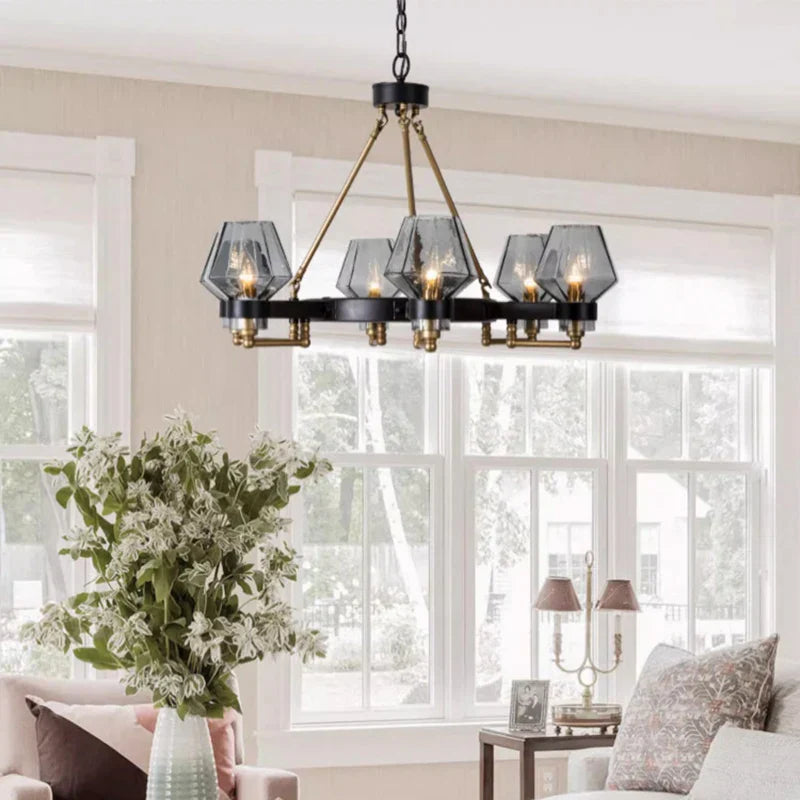 White Glass Linear chandelier - Petra Bay for dining room view 4