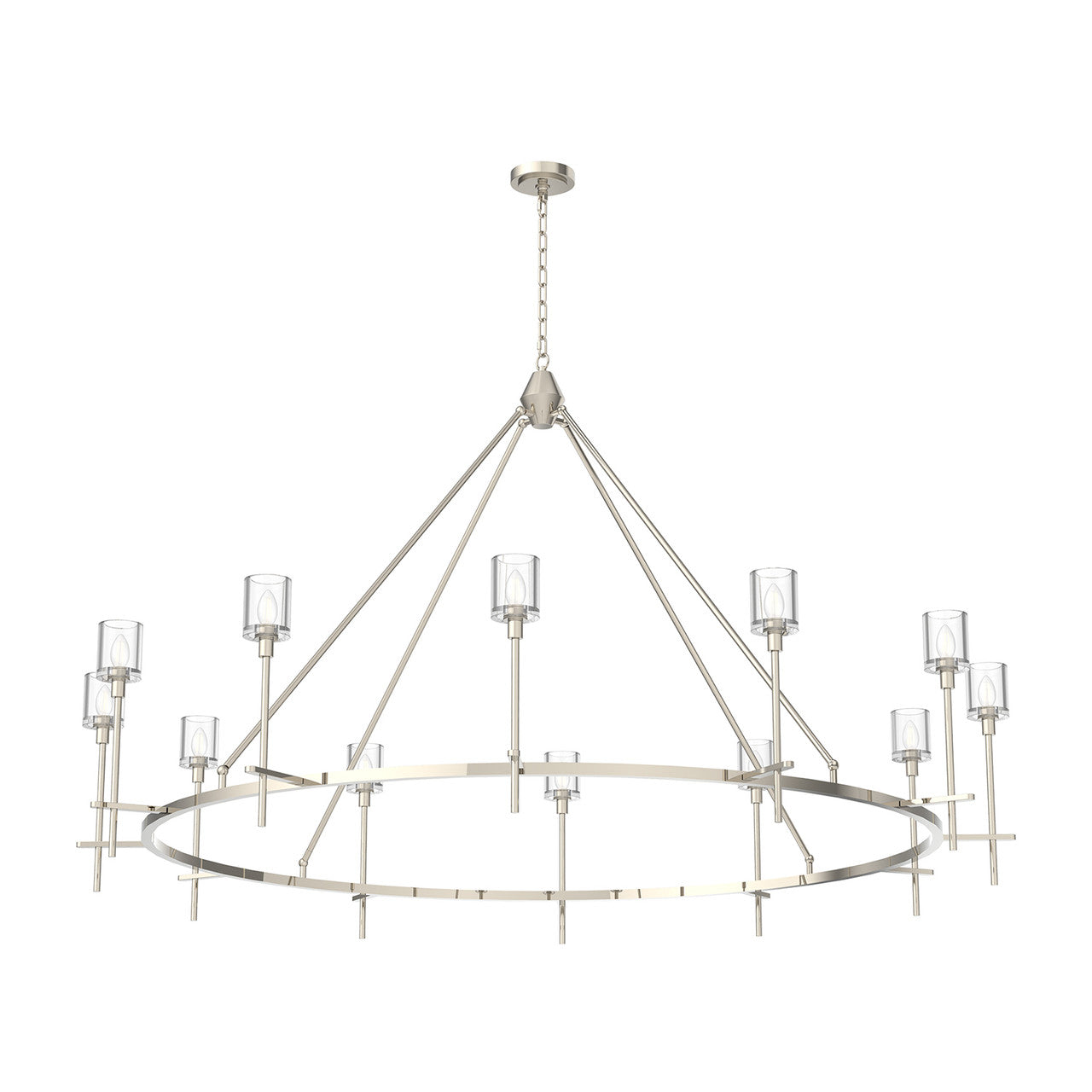 Polished Nickel Crystal chandelier - Orion Harbor for dining room view 1