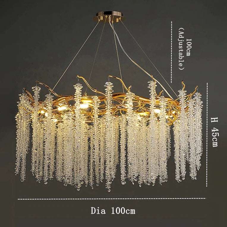 Clear Crystal Linear chandelier - Noor Lane for dining room view 9