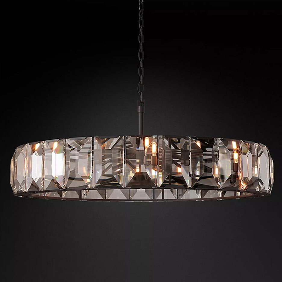 Black Crystal Round chandelier - Dahlia Lane for dining room view 7