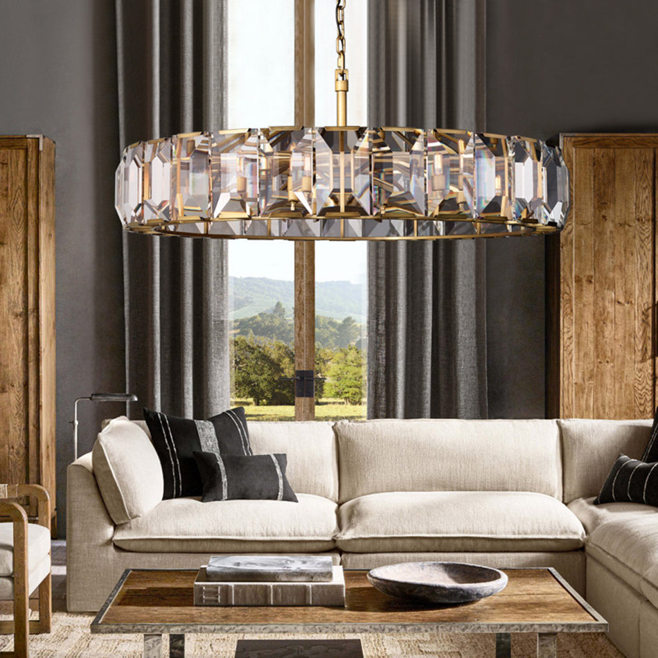 Black Crystal Round chandelier - Dahlia Lane for dining room view 2