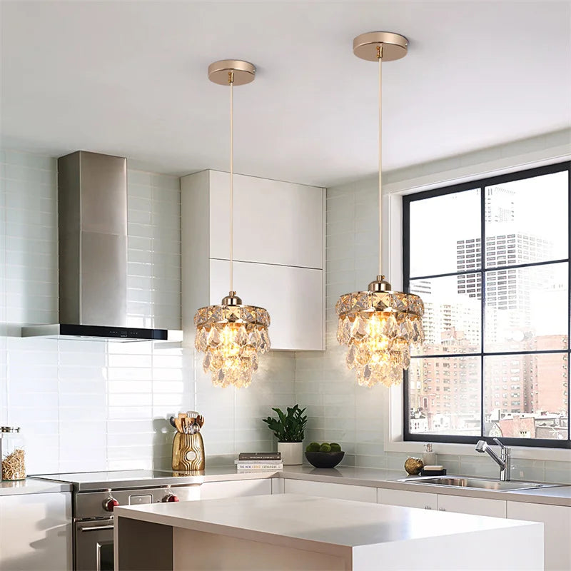 Clear Crystal Linear chandelier - Milan House for dining room view 2