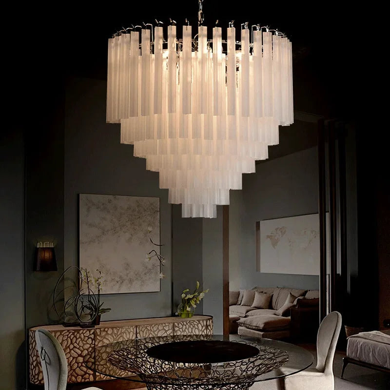 White Crystal chandelier - Ion House for dining room view 2