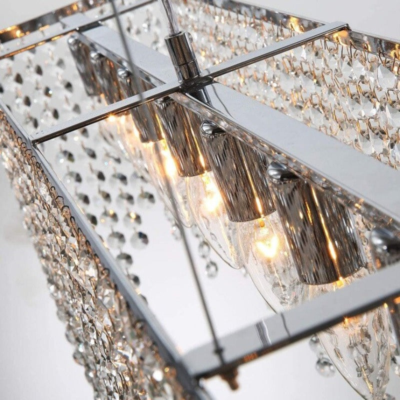 Gold Crystal Linear chandelier - Aria Lane for dining room view 2