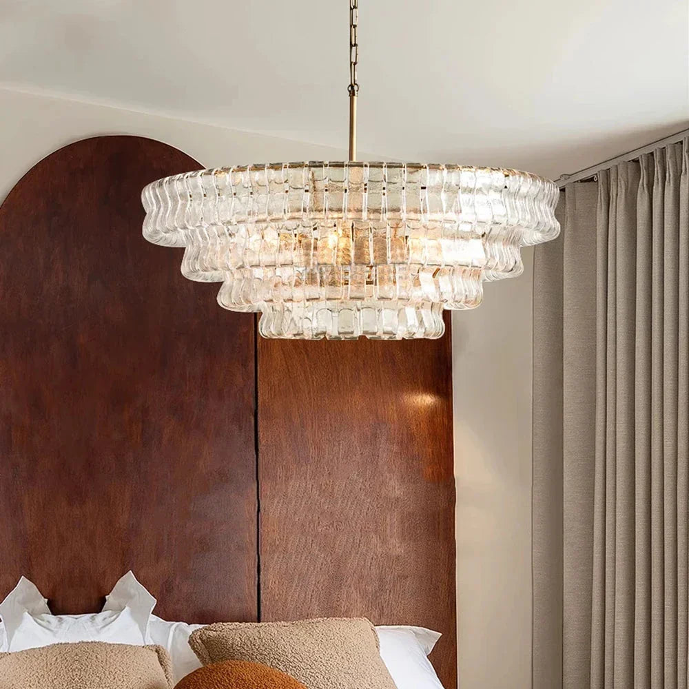 White Glass chandelier - Rosa Bay for dining room view 1