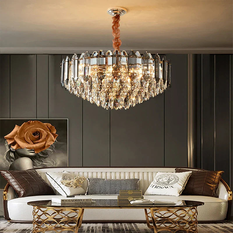 White Crystal chandelier - Piper House for dining room view 1
