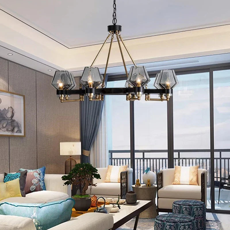 White Glass Linear chandelier - Petra Bay for dining room view 5