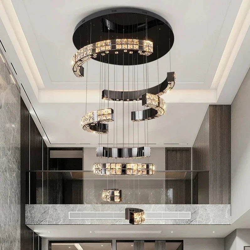 Black Crystal chandelier - Finch House for dining room view 3
