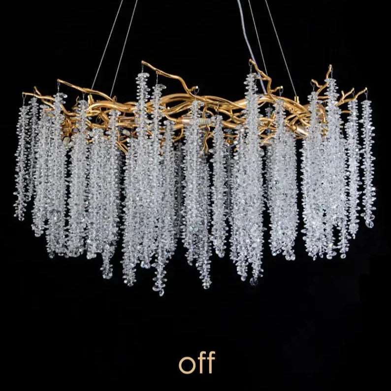 Clear Crystal Linear chandelier - Noor Lane for dining room view 7