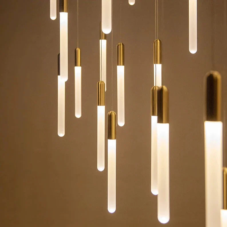 Gold Acrylic Linear chandelier - Quinn Bay for dining room view 5