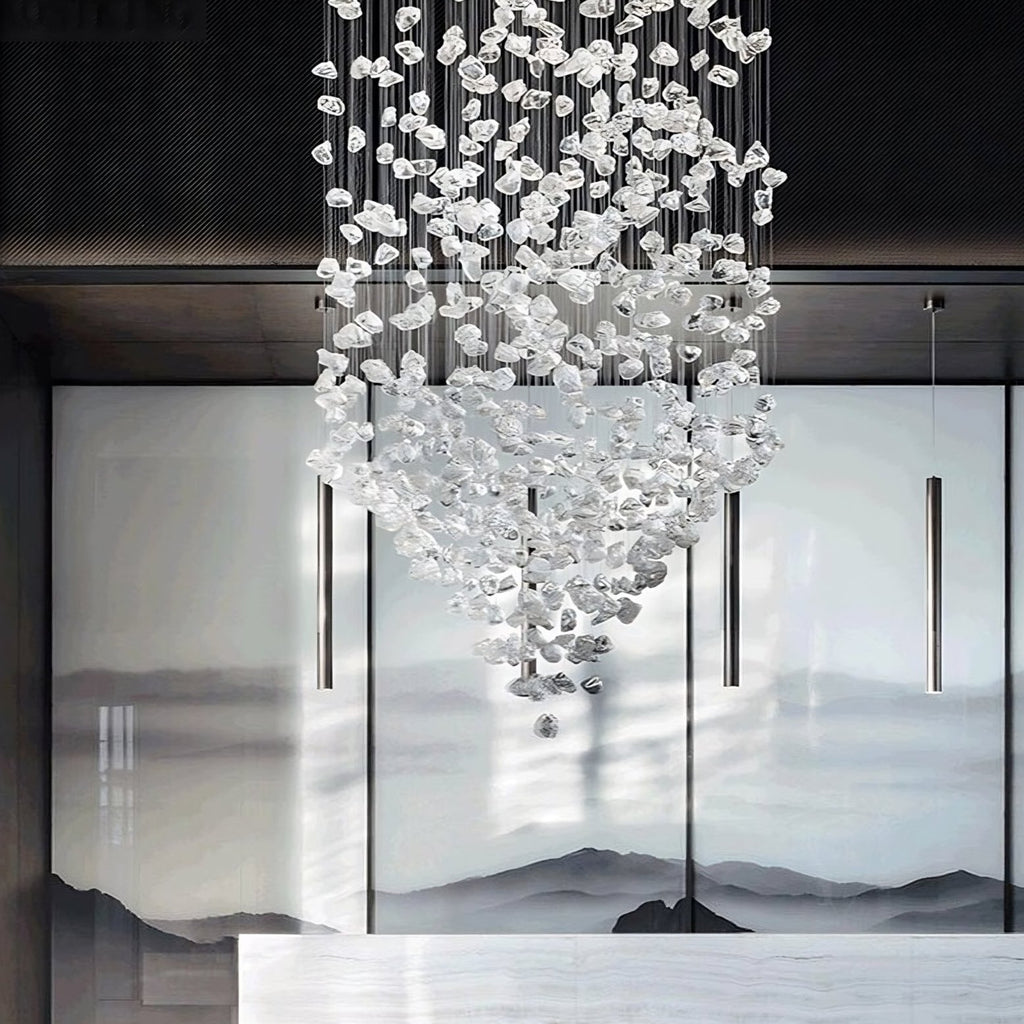 Black Crystal Linear chandelier - Liora House for dining room view 4
