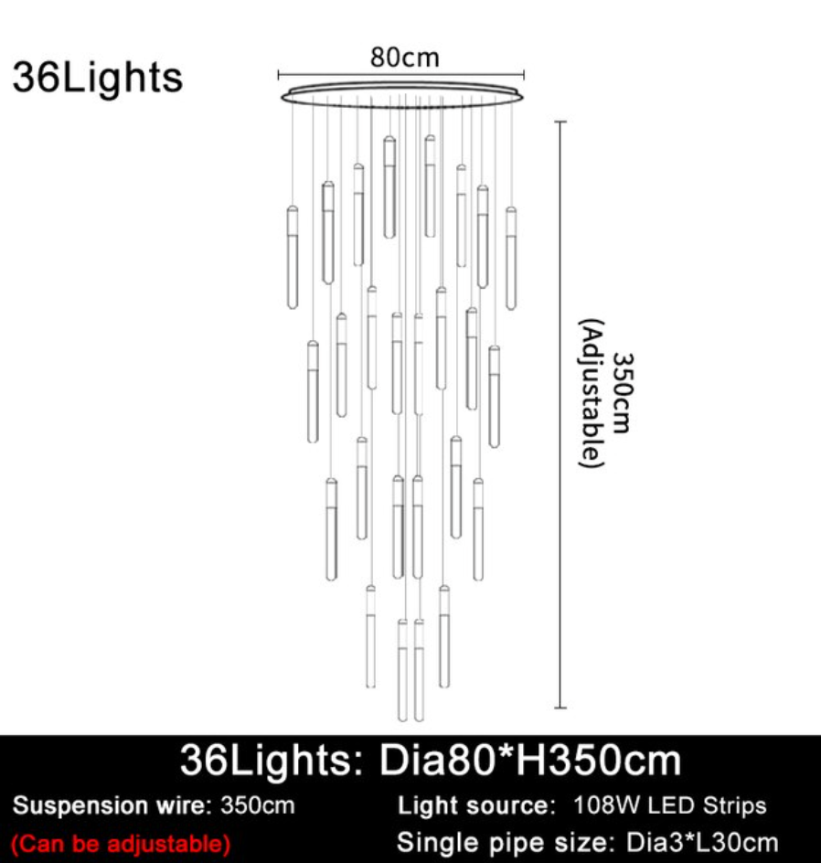 Black Acrylic Linear chandelier - Viana Bay for dining room view 6
