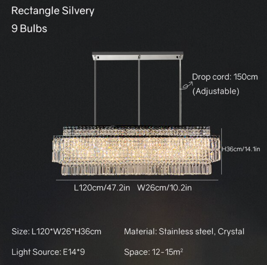 Crystal Linear chandelier - Halo Lane for dining room view 4