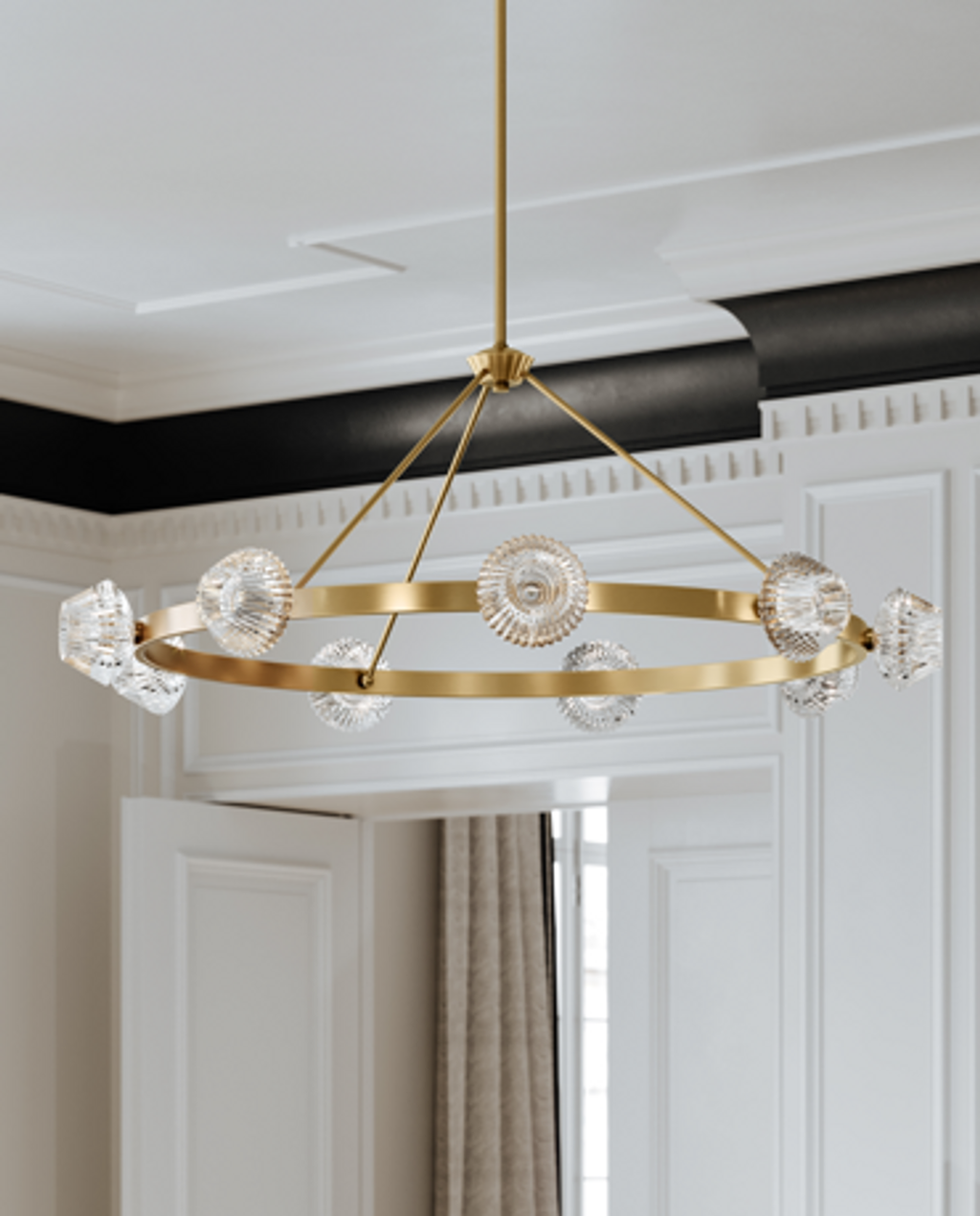 Clear Glass Candle chandelier - Halo Meadow for dining room view 4