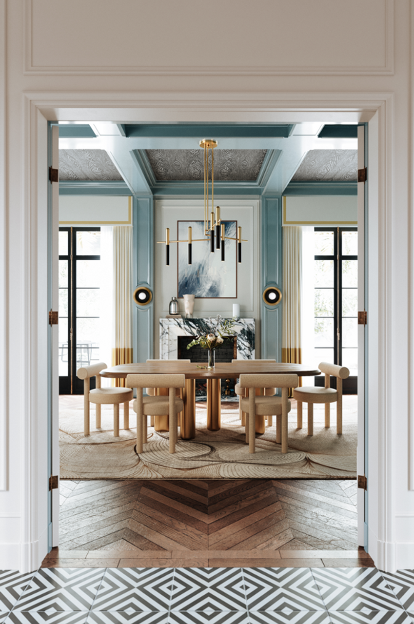 Brass Brass chandelier - Della Meadow for dining room view 3