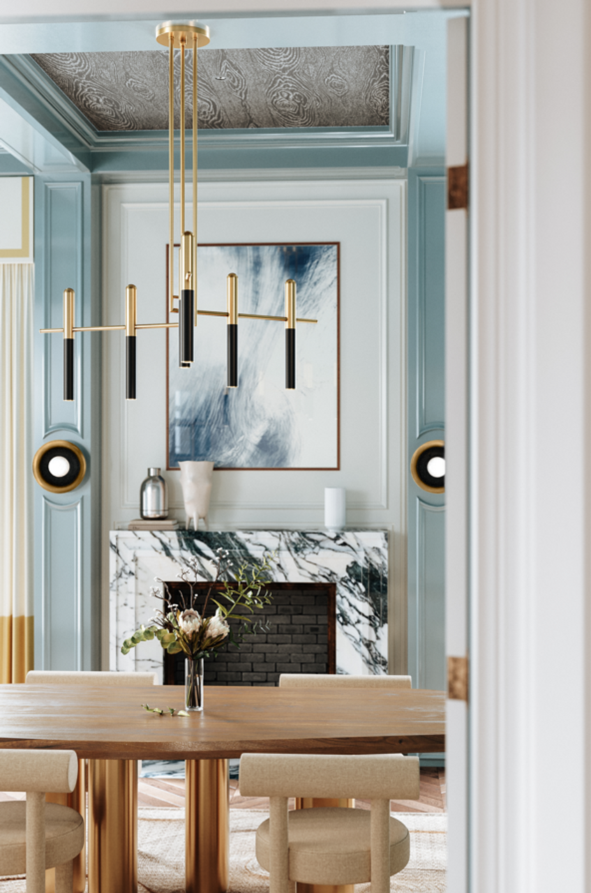 Clear Glass chandelier - Ansel Meadow for dining room view 4